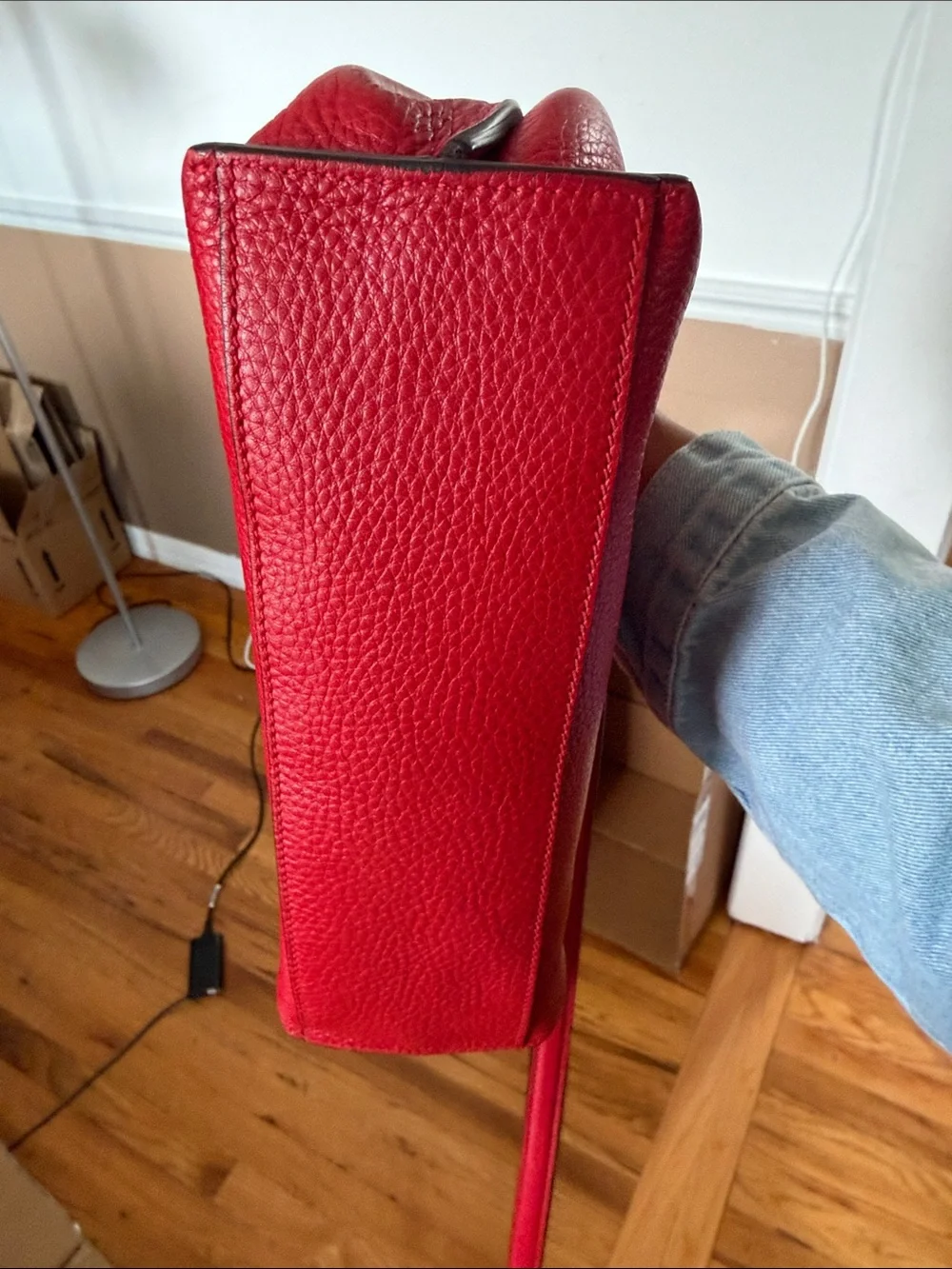 Red Women's Leather Top-Handle Handbag